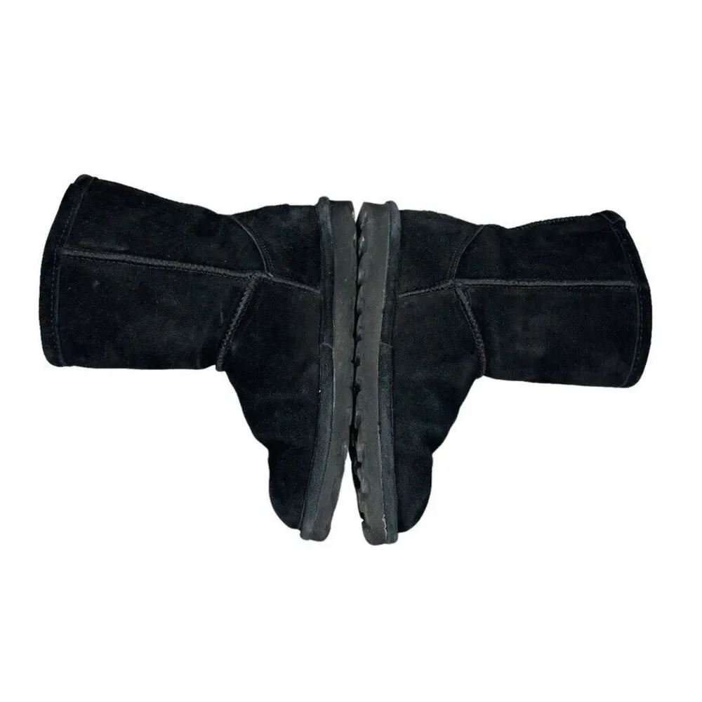 BearPaw Youth Elle Black Cow Suede Wool Blend Short Snow Boot Size 1 WIDE‎